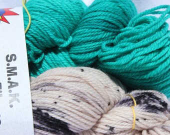 RTS Hand dyed yarn, beige black yarn, speckled yarn, green yarn, superwash wool / nylon, fingering weight, sock yarn, 100g