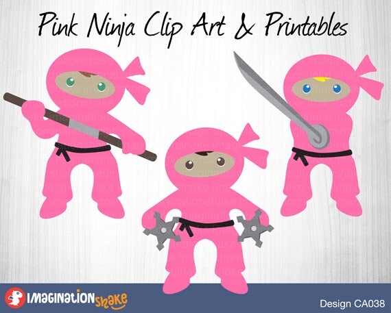 Pink Ninja Clip Art & Printables Set CA038 / Clipart / Ninja