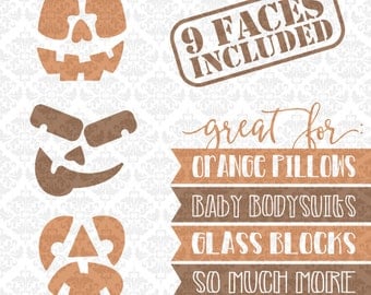 Pumpkin Faces Cutout Designs Skeleton Vampire Halloween Heads SVG DXF Ai Eps PNG Vector Instant Download Commercial Use Cricut Silhouette