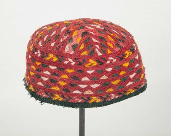 Vintage , Turkmen TEKKE baby hat in silk, shappo, mutzen, cap , ships free with ups