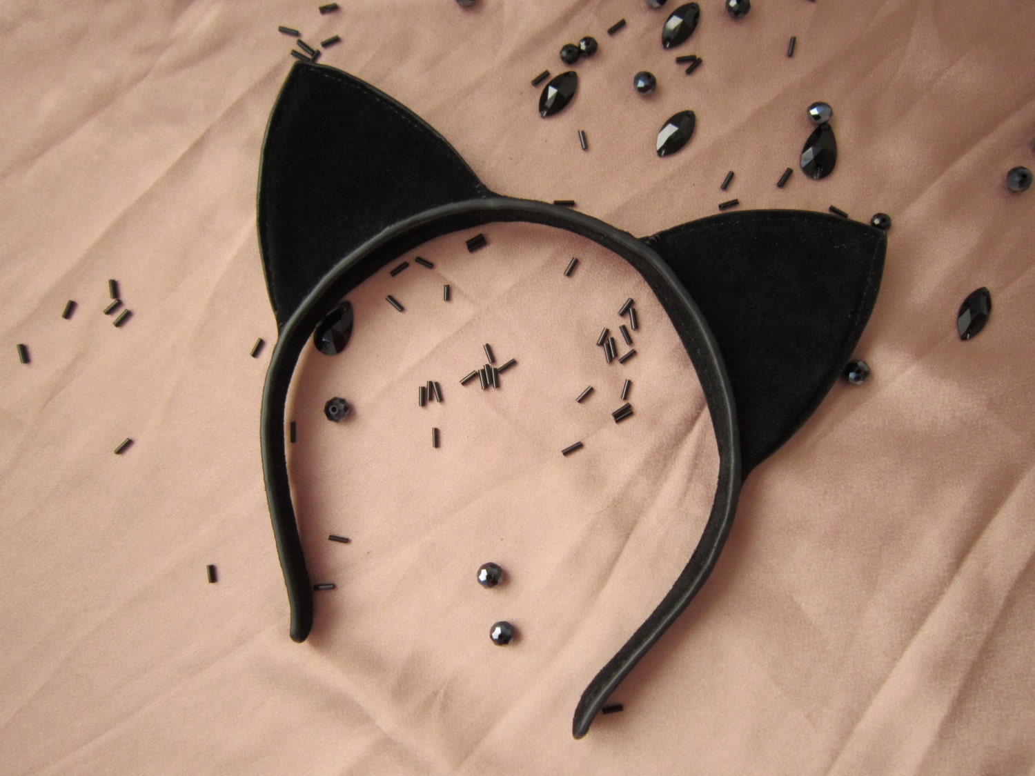 Black cat ears headband black cat costume black kitty by LeMava