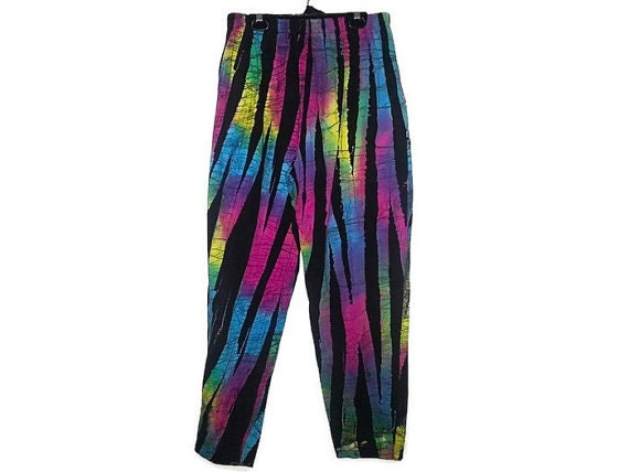 Vintage Neon Pants 80s Parachute Pants All Over Print Hip Hop