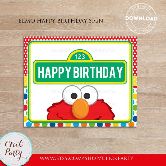 Elmo Happy Birthday Sign Party Printable Sign Door Sign