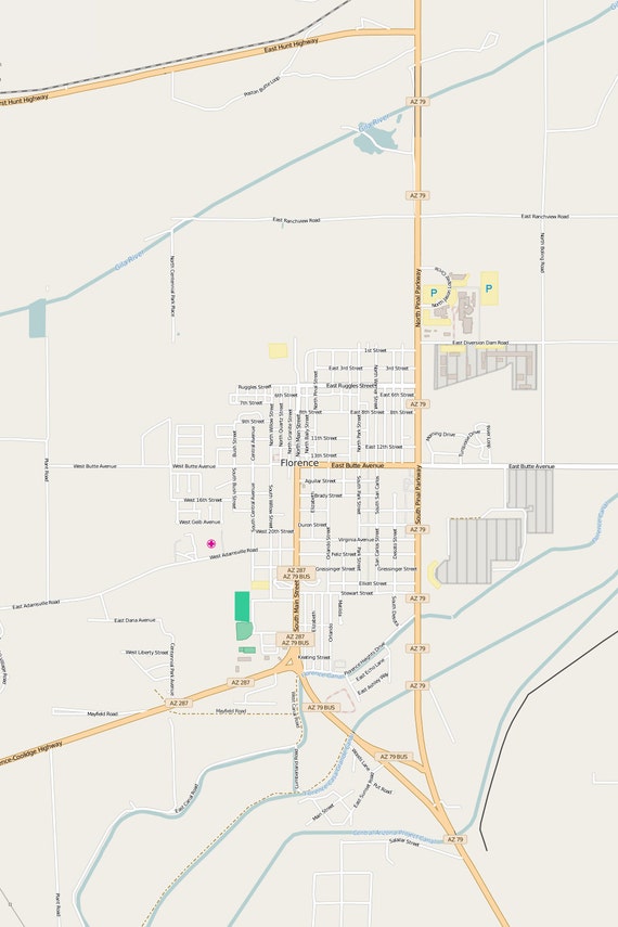 Editable City Map of Florence AZ