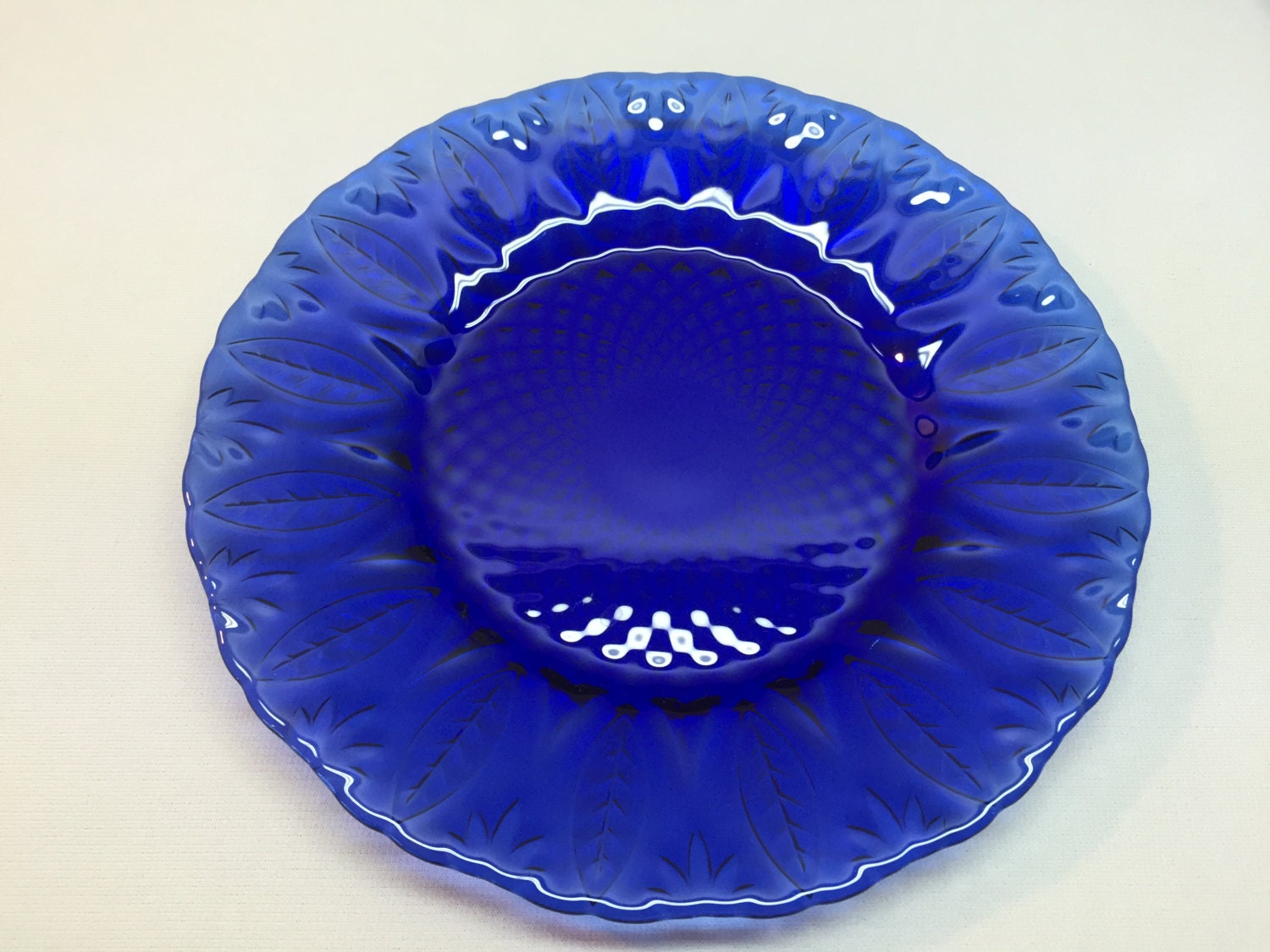 Avon Royal Sapphire Set Of 4 Cobalt Blue Glass Plates Made