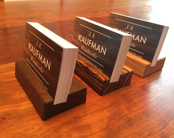 Business Card Holder - Desk accessory - handmade