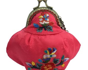 Silk Coin Purse, Light Coral (pinkish red)
