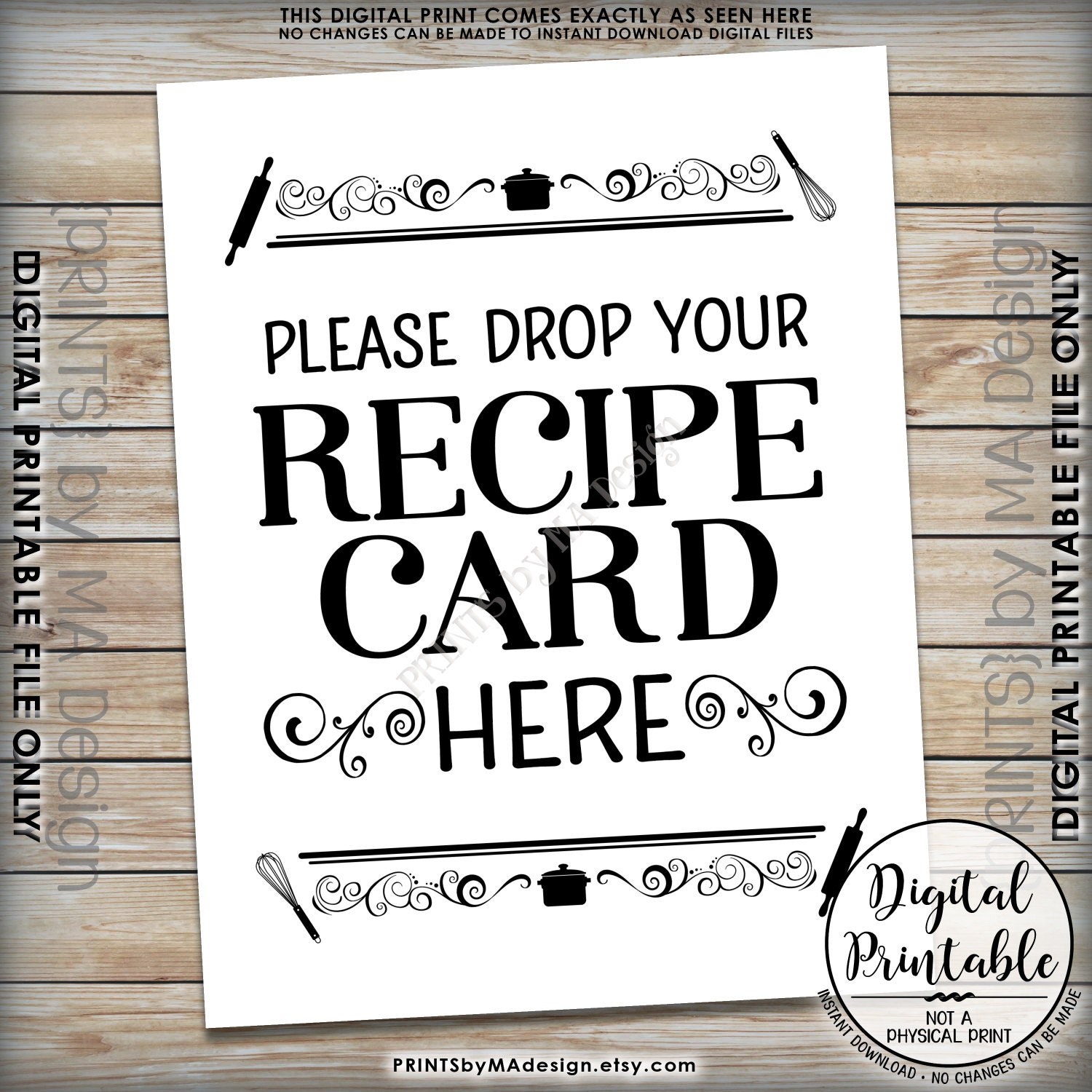 Drop your Recipe Card Here Sign Recipe Card Drop-off