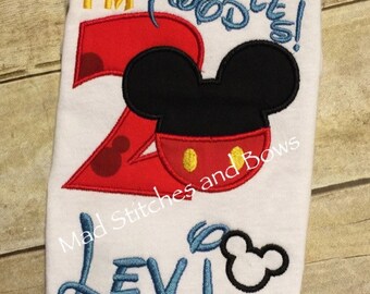 Im twodles mickey mouse custom embroidered 2nd birthday shirt