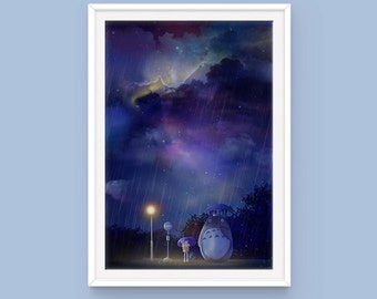 Studio Ghibli Totoro Poster: Totoro's Universe, Totoro Bus Scene, Hayao Miyazaki, Anime Art Poster, Tonari no Totoro
