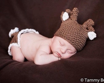Crochet Deer Outfit. Crochet baby clothing. Crochet boy. Crochet girl. Deer.woodland.infant crochet. Newborn outfit. Newborn deer outfit.