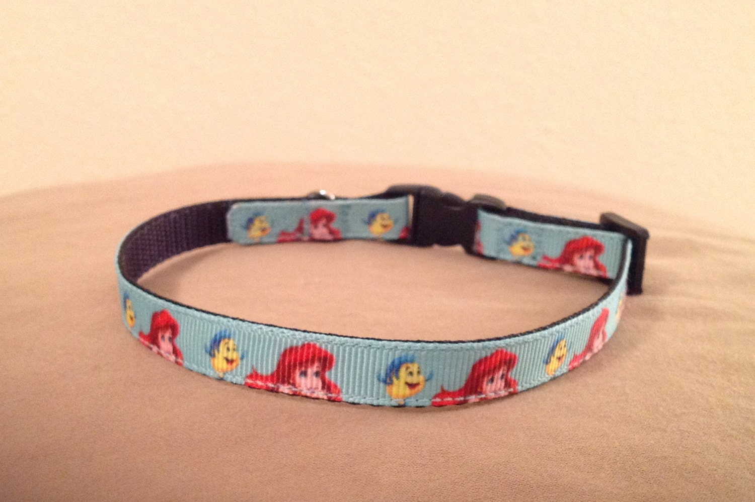 Wide Custom Made Adjustable Breakaway Ariel Grosgrain Cat Collar By