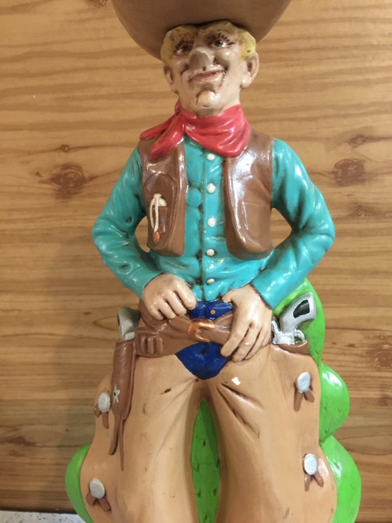 Vintage Figural Liquor Decanter Cowboy Cactus Juice Bottle