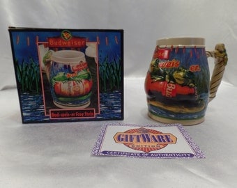 Anheuser Busch Budweiser Character Series Collector’s Edition Ceramic Beer Frog Stein Mug Bud-Weis-Er CS289- Ceramarte Brazil- New in box!