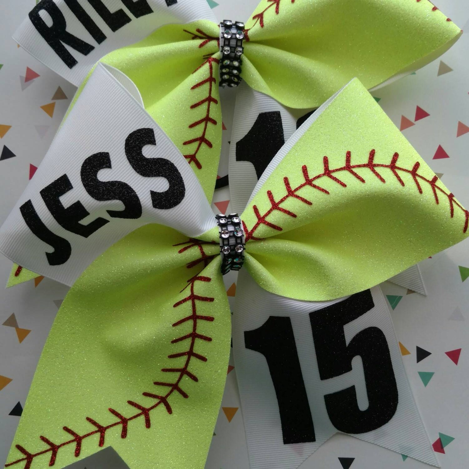 Custom softball bow softball hair bow big softball by CraftyOhBows