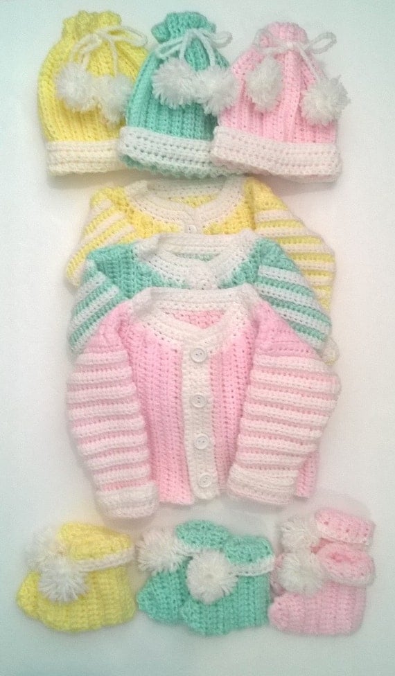 Items similar to Crochet Newborn or 0-3 Months Layette Set/Made to ...