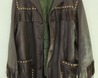 A Mens Vintage 60's,Dark Brown DEERSKIN Leather ROCKABILLY Coat.L