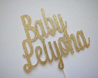 Baby Shower Cake Topper, Baby Cake Topper, Glitter Baby Shower Cake Topper, Glitter Cake Topper, Personalized Baby Shower Cake Topper