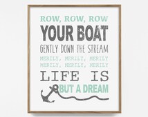 row boat nursery printable rhyme poster etsy