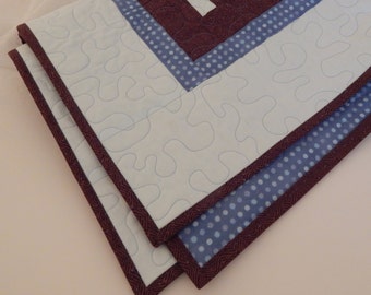 Handmade Baby Quilt or Baby Blanket, Modern Design with Light Blue and Brown Downton Abbey Fabric, Perfect for Baby Boy or Baby Girl