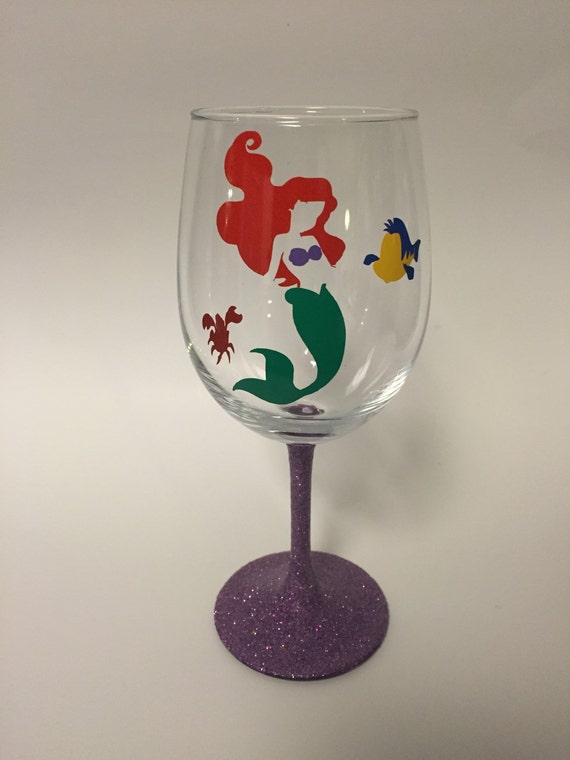 Little Mermaid glass wine stemless or Tumbler by GirlMeetsGinger