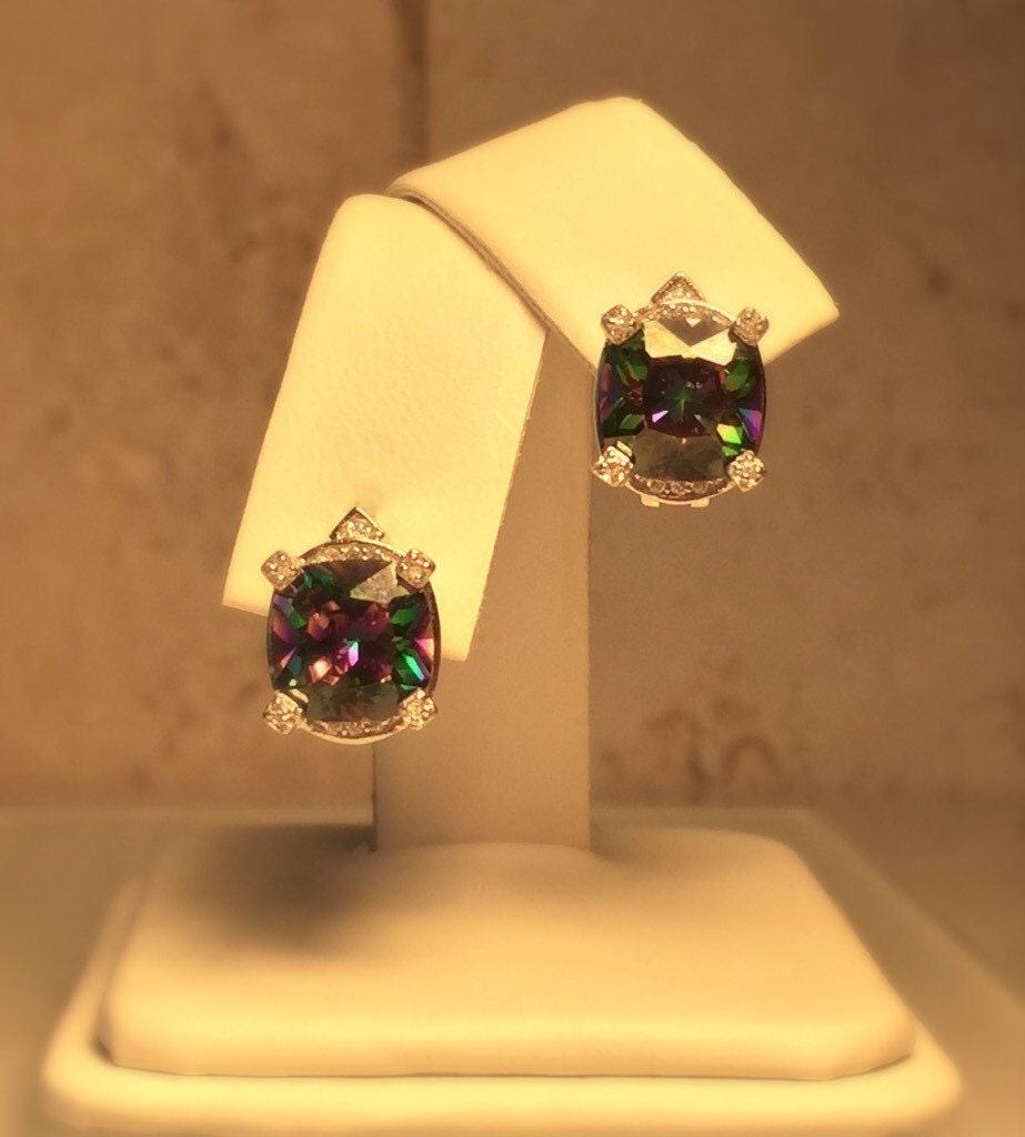 Handmade Gemstone Earrings/Handmade Lab Mystic Topaz and