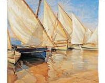 White Sails I - 53"x54" Tapestry Wall Hanging