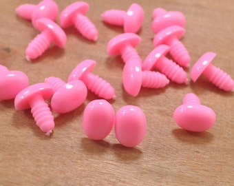 20pcs Oval Black Safety oval Nose/Eyes,Pink Safety eye,Pink safety nose - 15mm x 11mm