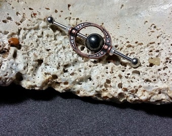 Industrial Barbell - Industrial Piercing Jewelry - Industrial bar earring - Steam Punk - Hematite Earring - Unique Body Jewelry - 14g