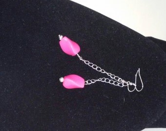 hot pink dangle earrings