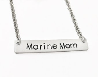 Hand Stamped Marine Wife Necklace - Marine Girlfriend Necklace - Marine Mom Necklace - Marine Wife Gift - Marine Wife Jewelry