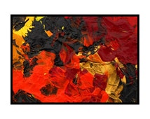 Original ACEO ATC Acrylic Miniature Painting Modern Art Fire Black Red ...