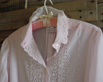 Vintage Full-Length Robe By Serbin - Designed by Marianne Eyelet Detail Made in USA FREE US Shipping