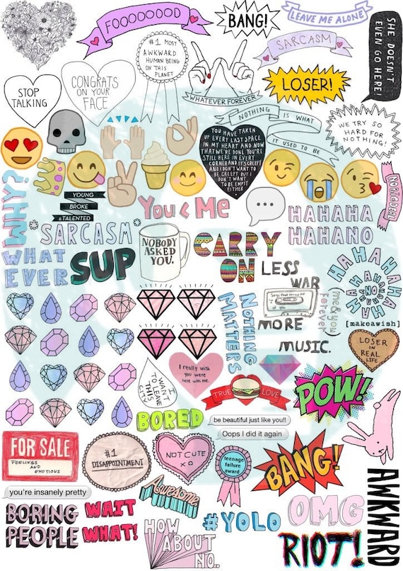 Set 18. Tumblr Stickers. Stickers. Set of stickers. Decals