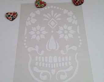 Sugar skull stencil craft stencil bedroom airbrush painting fabric paint decorating DIY day of the dead plaque sign 'offer'