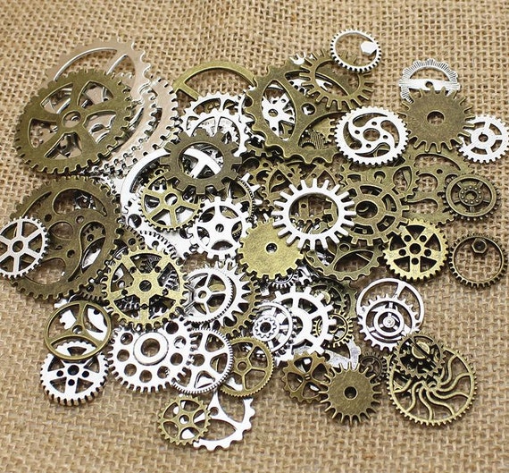 Steam Punk 100pc pack Gears and Cogs mixed brass & Vintage