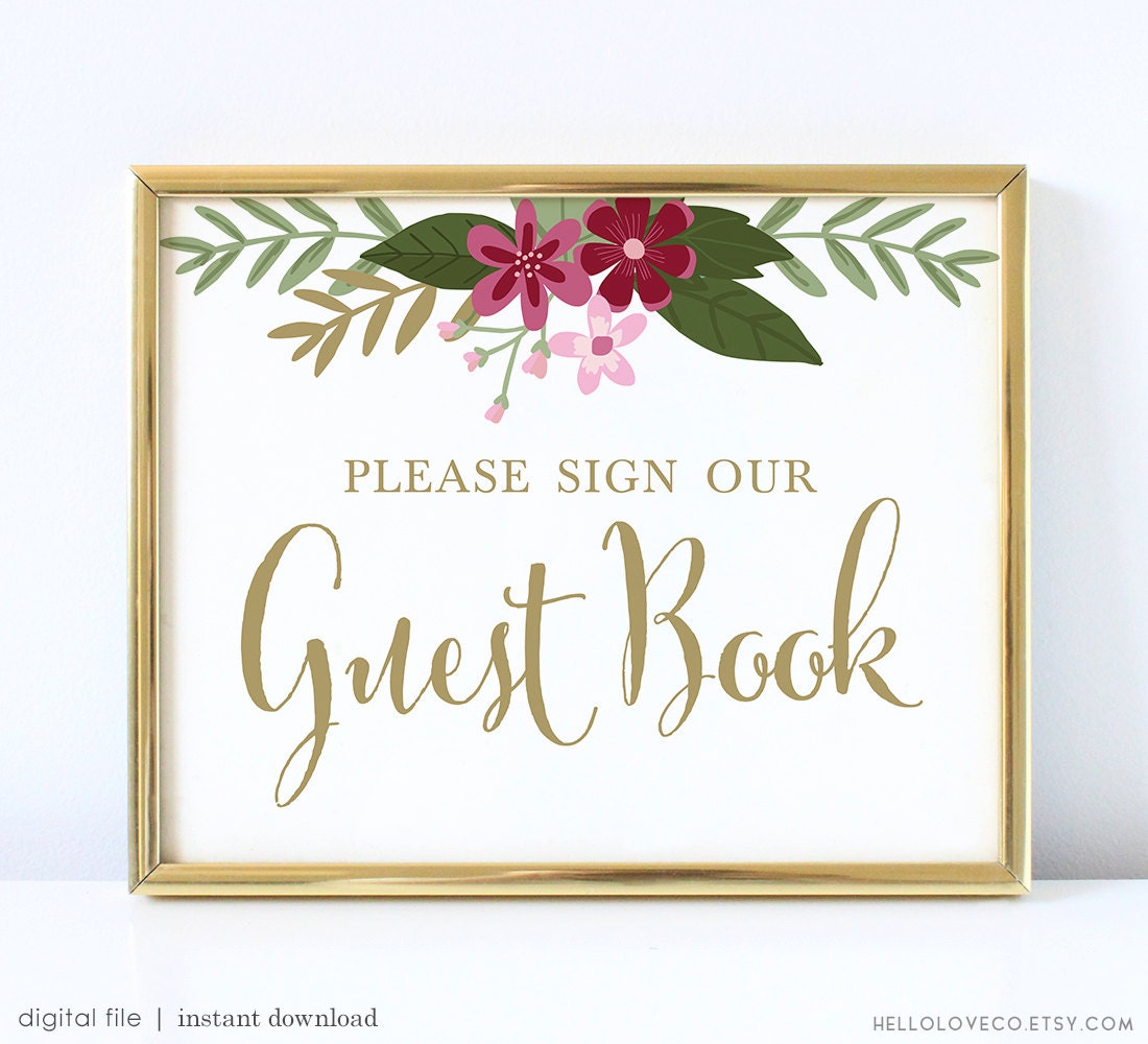 Printable Guest Book Sign Printable Wedding Guest Book Sign