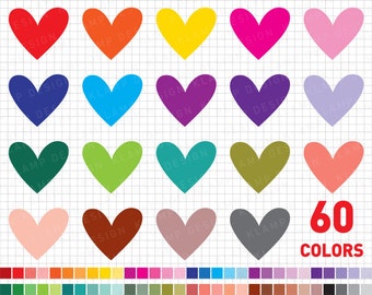 SALE! Heart Clipart: "Digital Heart Clipart" Rainbow Heart Clipart, Heart Labels, Colourful Hearts Clip Art, Love Clipart, Valentine Clipart