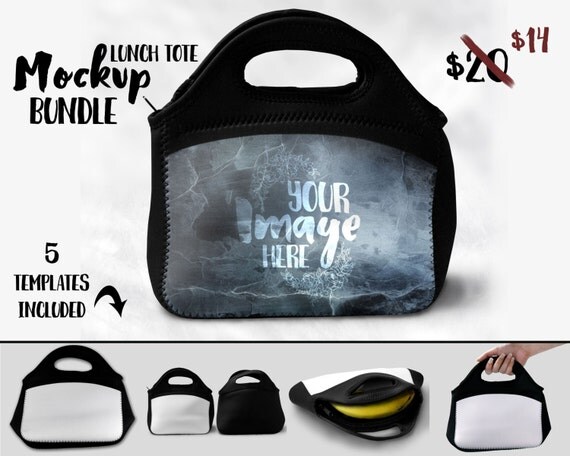 Download Lunch Tote mockup template lunch bag template zippered bag