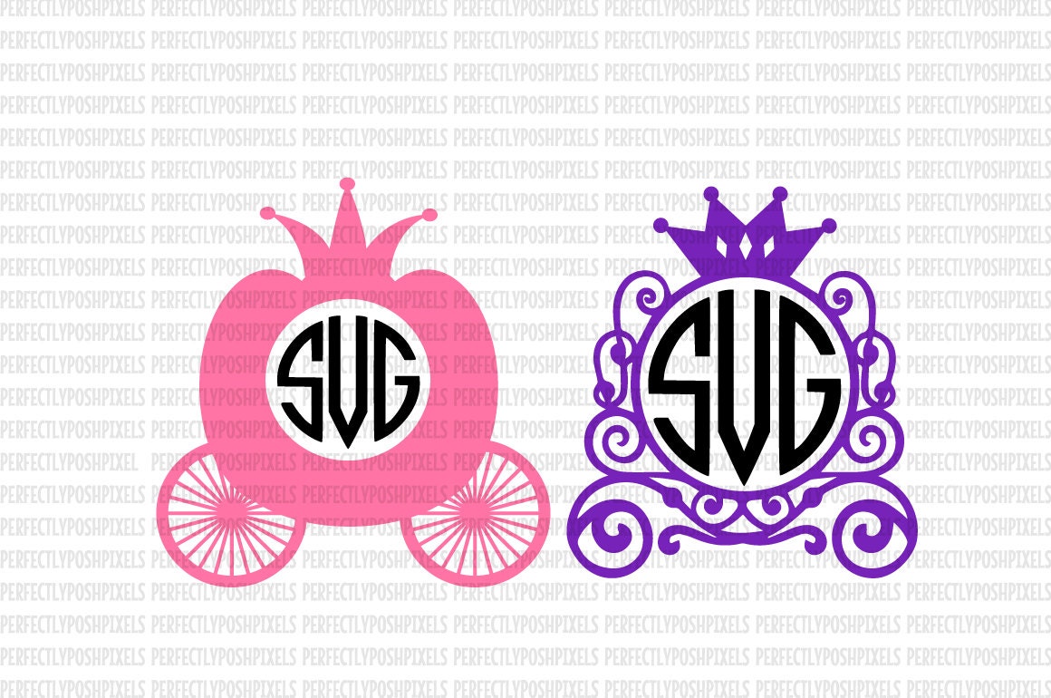 Download Princess Monogram Frame SVG Carriage SVG file Cinderella