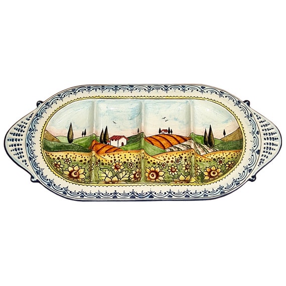 Italian Ceramic Serving Appetizer Tray Plate Hand Painted