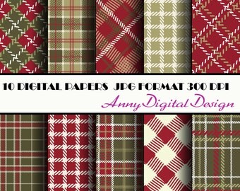 Christmas plaid digital paper, Tartan digital paper, Christmas, Christmas paper, Plaid paper, Plaid digital paper,