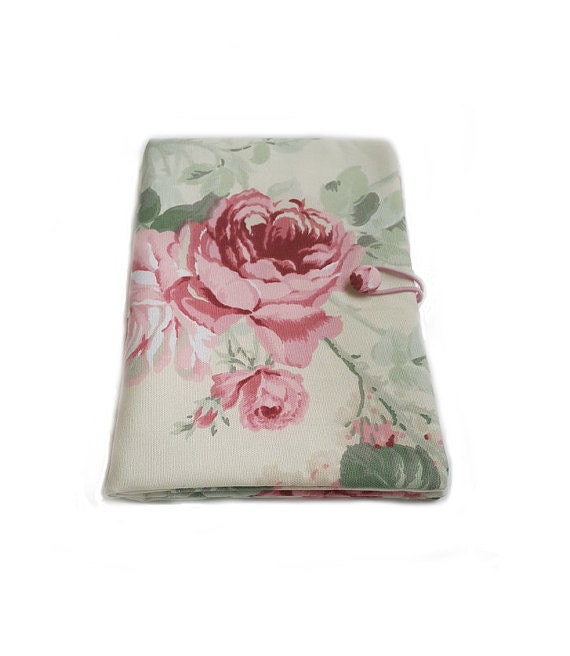 Fabric book cover, notebook cover, journal cover, bible cover, soft book cover, traveler book cover, reusable book cover, book cover roses