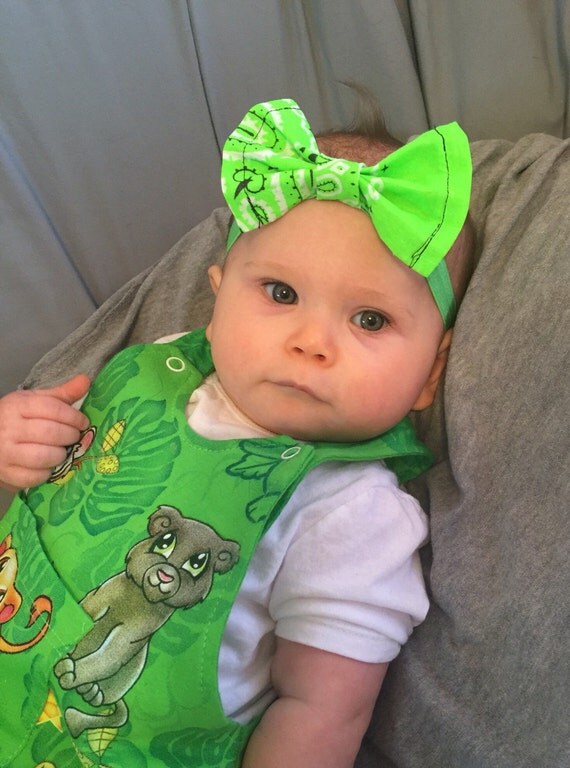 Green Bandana Headband Bandana Bow Headband by SimplyHandyMandy