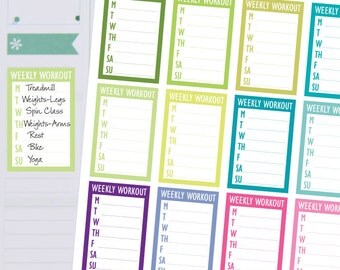 Planner Stickers - Weekly Workout Sidebar Sticker - Fits Erin Condren and Happy Planner