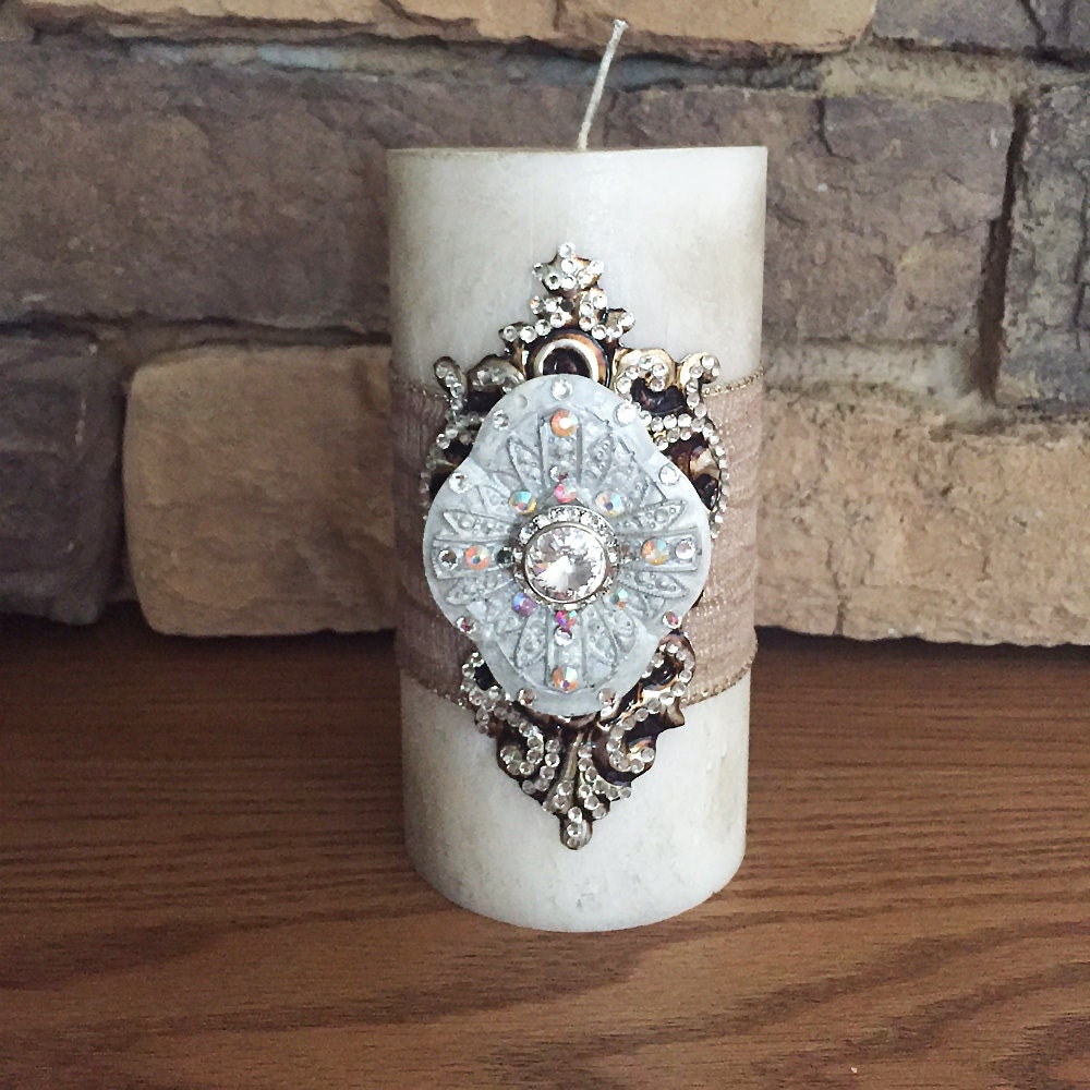 Luxury Pillar Candle Swarovski Embellishment Candle