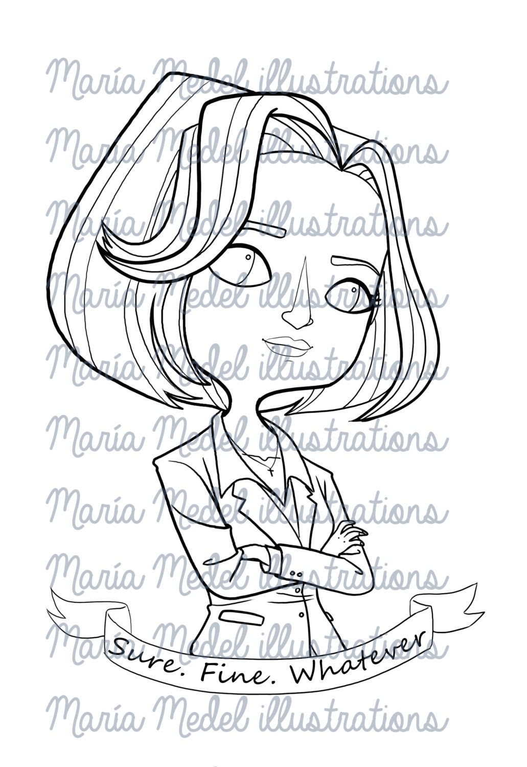 Download AGENT SCULLY, X Files, Digital stamp/ coloring page/ embroidery pattern from MMedelIllustrations ...