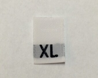 100 Pieces White Woven Clothing Sewing Labels, Size Tags - Extra Large, X-Large, L