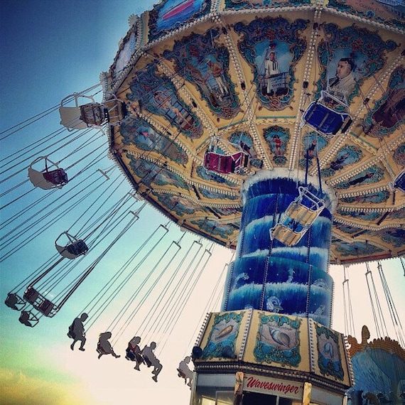 Jersey Shore Boardwalk Swings Ride At Sunset Square 5 X