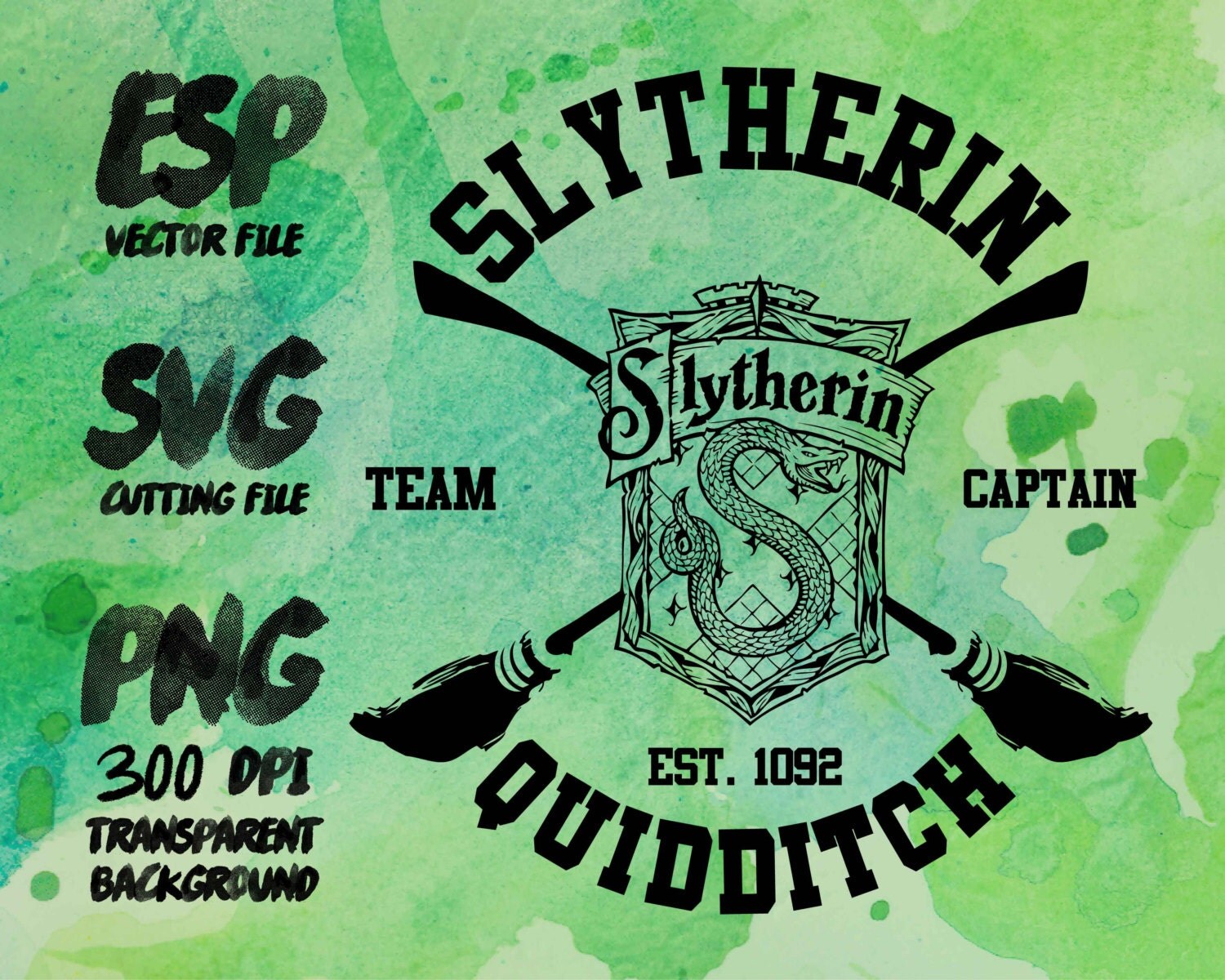 Slytherin Quidditch Clipart SVG Cutting ESP Vectors files